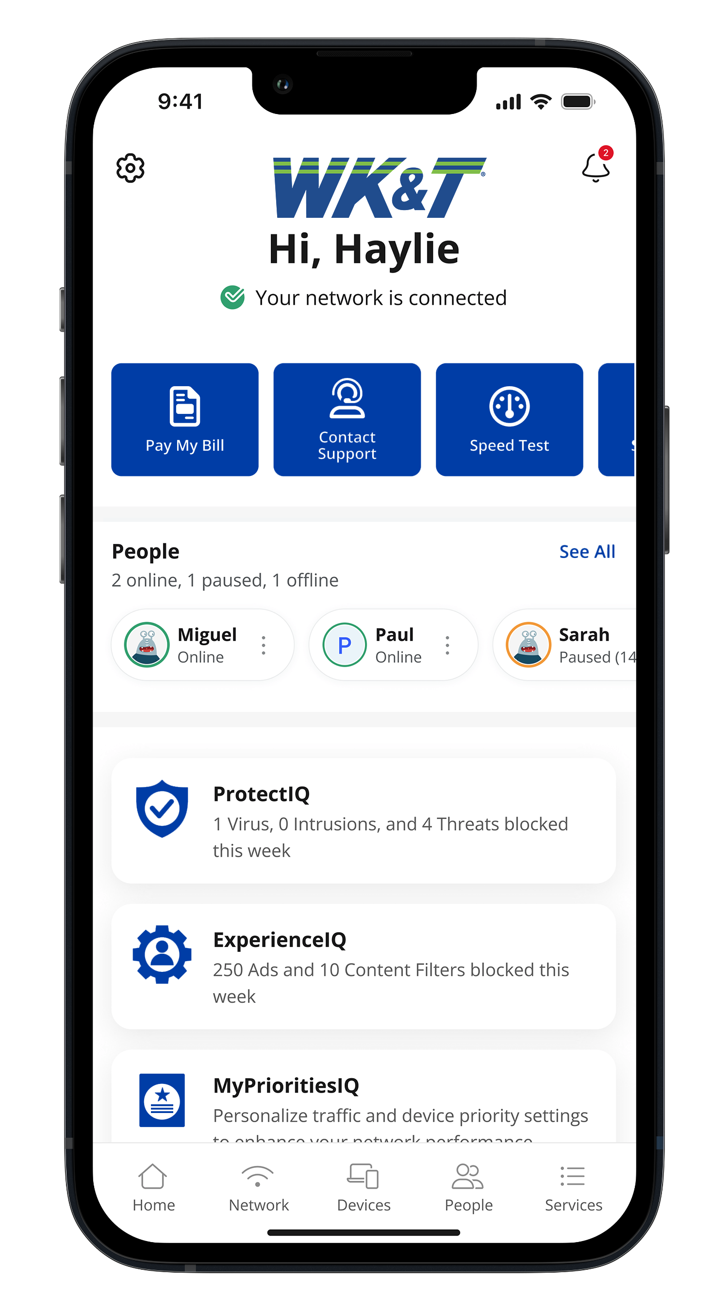 WK&T Control Home Screen 